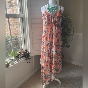 Woman’s layered mesh floral dress